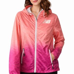 New Balance Coral to Fuchsia Ombre Hooded Windbreaker